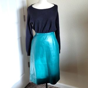 Mint Condition Vintage Emerald Green Leather Skirt